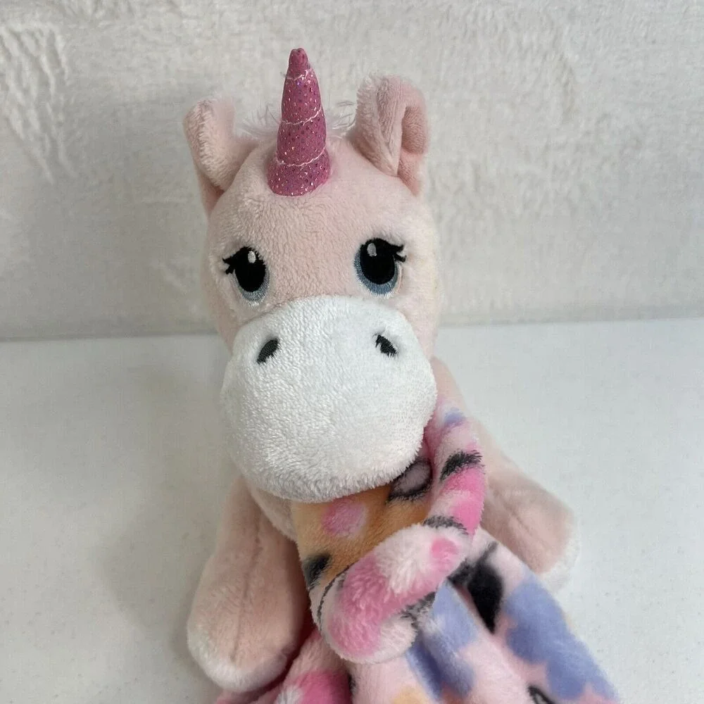 Little Beginnings Pink Unicorn Lovey Plush Floral‎ Baby Security Blanket Stuffed